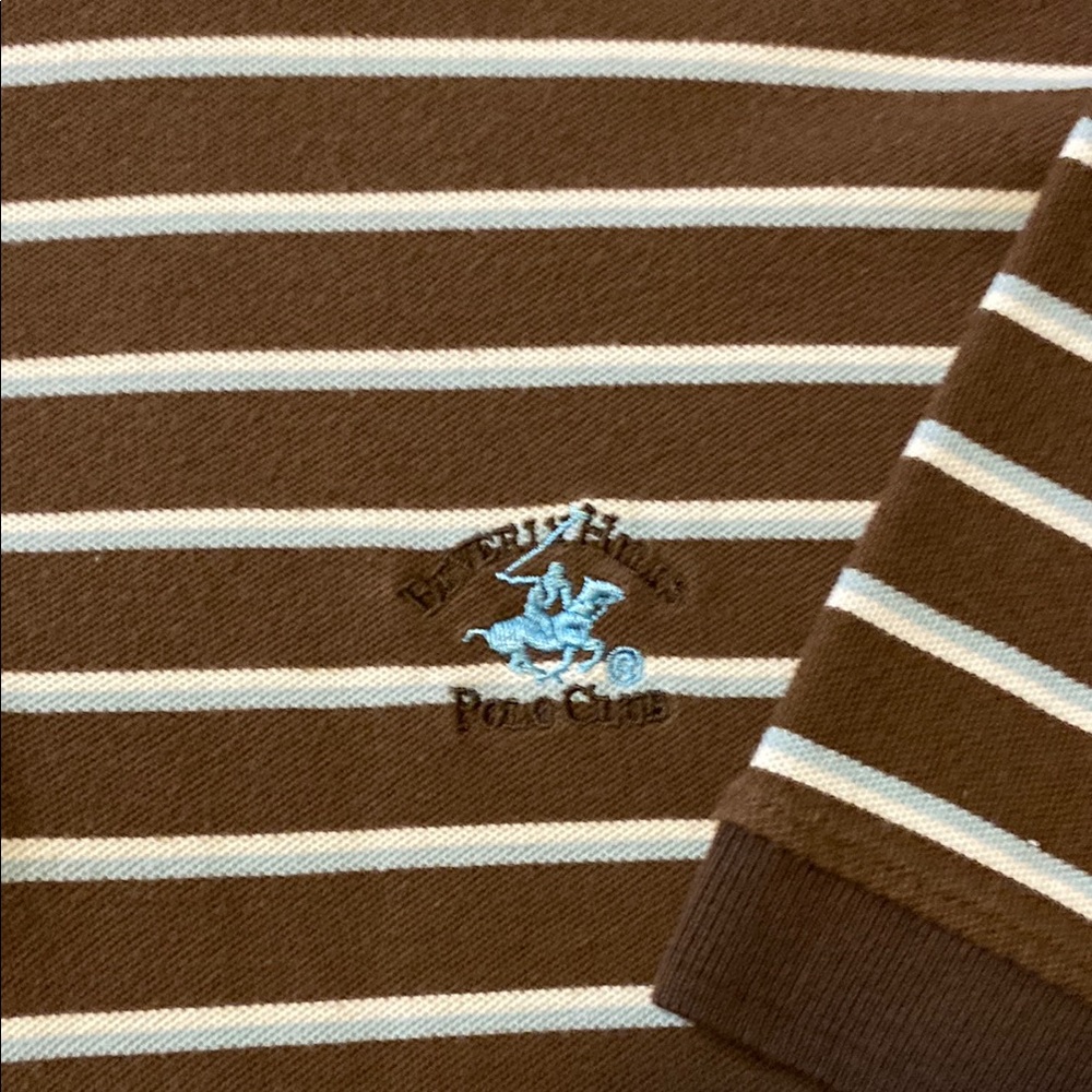 Beverly Hills Polo Club Crewneck Sweater in Brown and Cream
